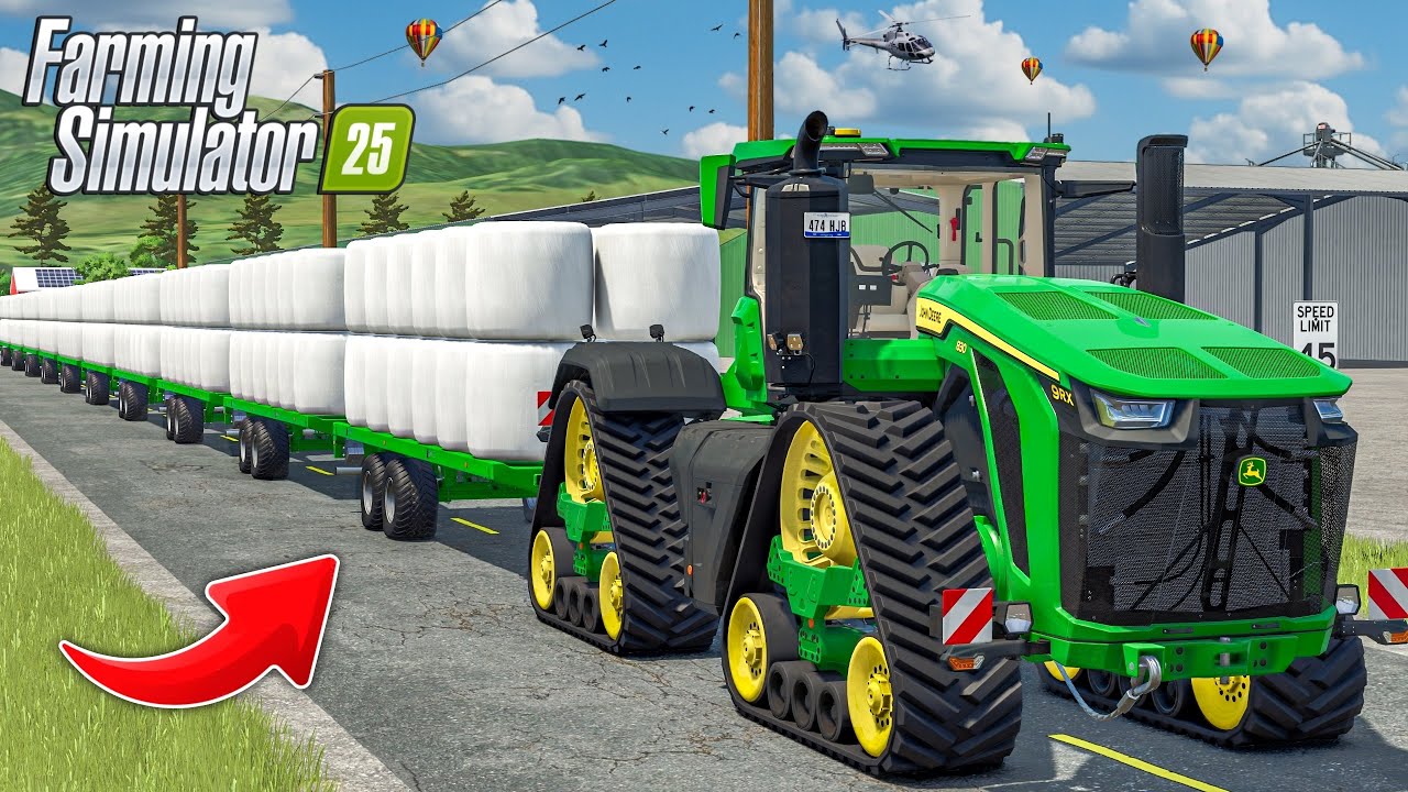 1000+ Round Wrapped Bales Loaded with Longest Trailer In Fs25 | MEGA ...