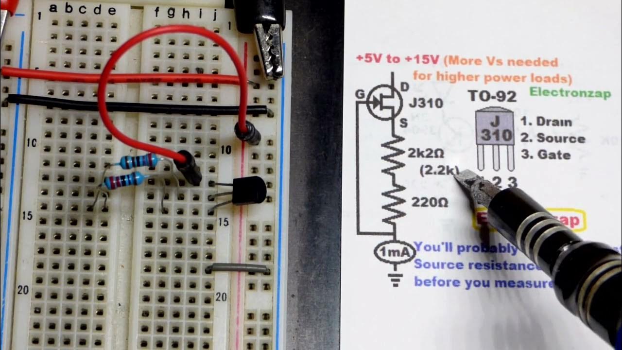 Approx 1mA current source circuit using J310 N channel JFET learning electronics shorts 47 YouTube