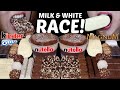 Asmr milk  white chocolate race nutella cake magnum ice cream ferrero oreo dips hersheys 