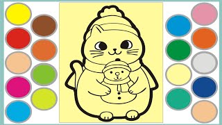 Sand Painting and Coloring Cute Cat with Baby Cat || Sand Painting Tutorial.