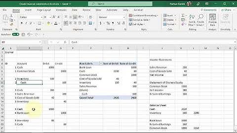 Make financial statements in Excel from a General Journal