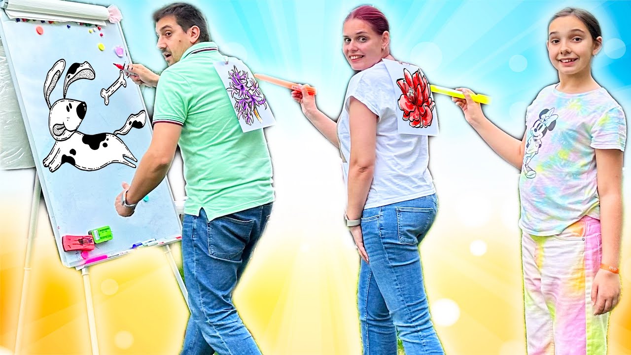 👨‍👩‍👧‍👧 DESENEZ pe Spatele TĂU 🚨 3 MARKER CHALLENGE ⏰ 24 de ORE  în FAMILIA MAREI ❗️