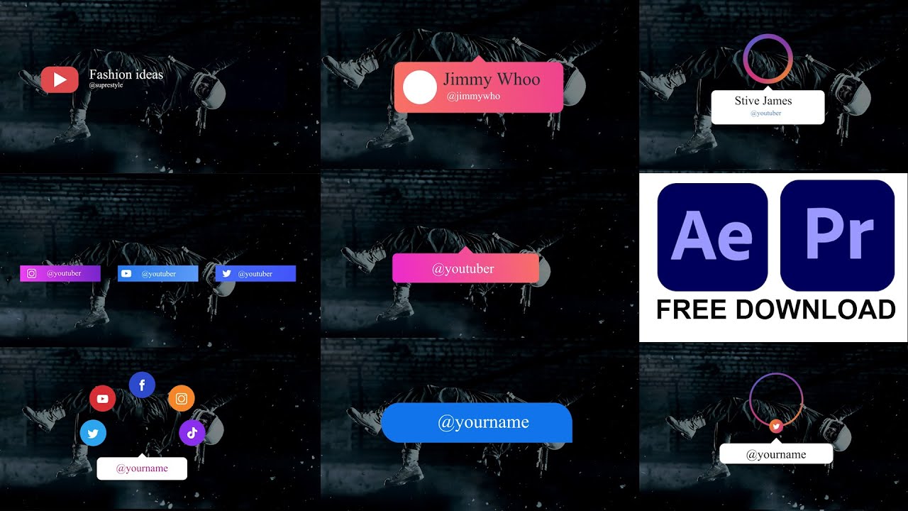 social media text animation for after effects and adobe premiere pro free download