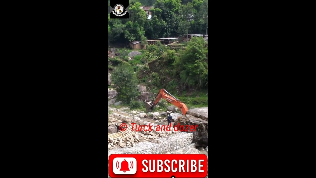doosan excavator work in river