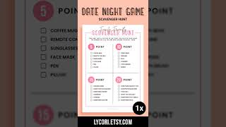 Scavenger Hunt Game Date night Printable Game