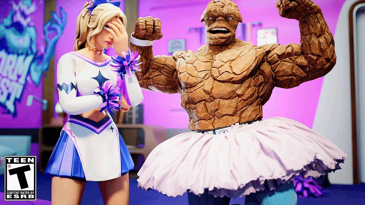 🤣🩰 The Thing Joins the Cheer Squad?! Fortnite Fantastic 4 💜💪