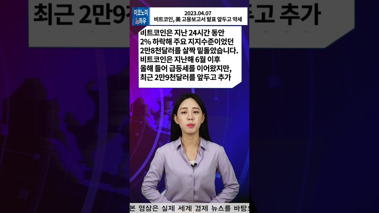 비트코인, 美 고용보고서 발표 앞두고 약세 l 이코노미 No하우 #shorts - YouTube