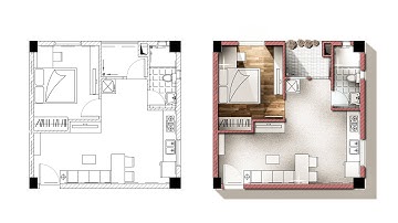 Rendering an architectural floor plan