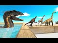 Dinosaurs and animals escape from indoraptor prison  animal revolt battle simulator