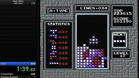NES Tetris 100 Lines in 4:11.89