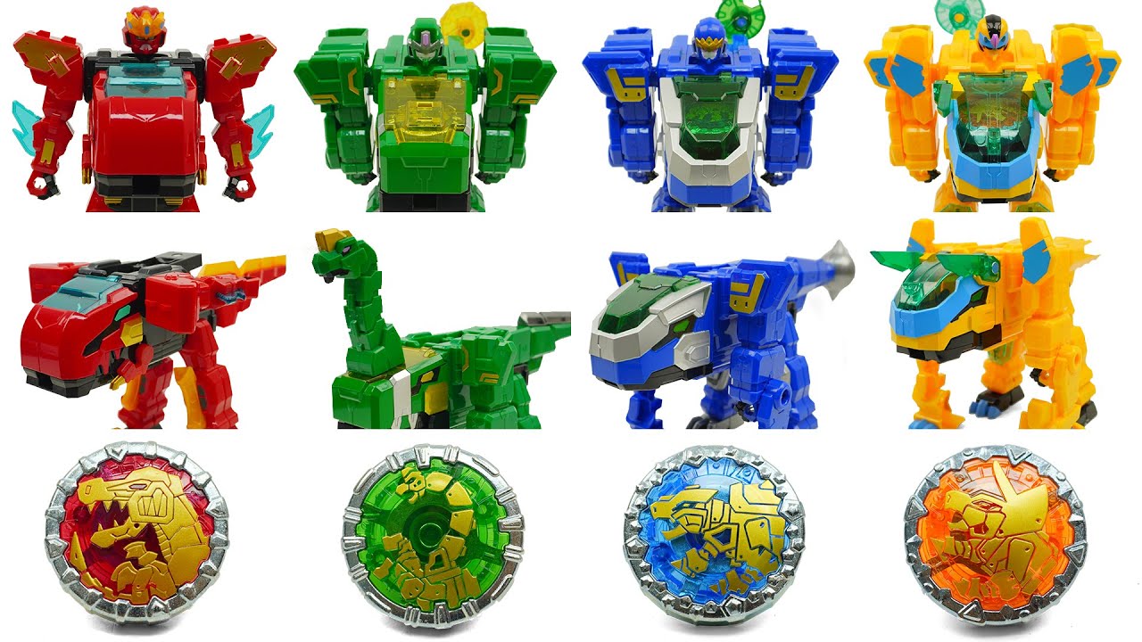 DinoTrainer Cretaceous Time Season5 2in1 TopSpin Shooter Tyranno Tricera Brachio Ankylo Transformati