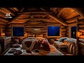 Capture de la vidéo Calming Wood Cabin Ambience: Stormy Night For Relaxation And Deep Sleep ⛈️ Rain Sounds