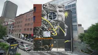 Murale Réalisée Par Caratoes Au 205 Viger Ouest À Montréal Dans Le Cadre Du Festival Mural