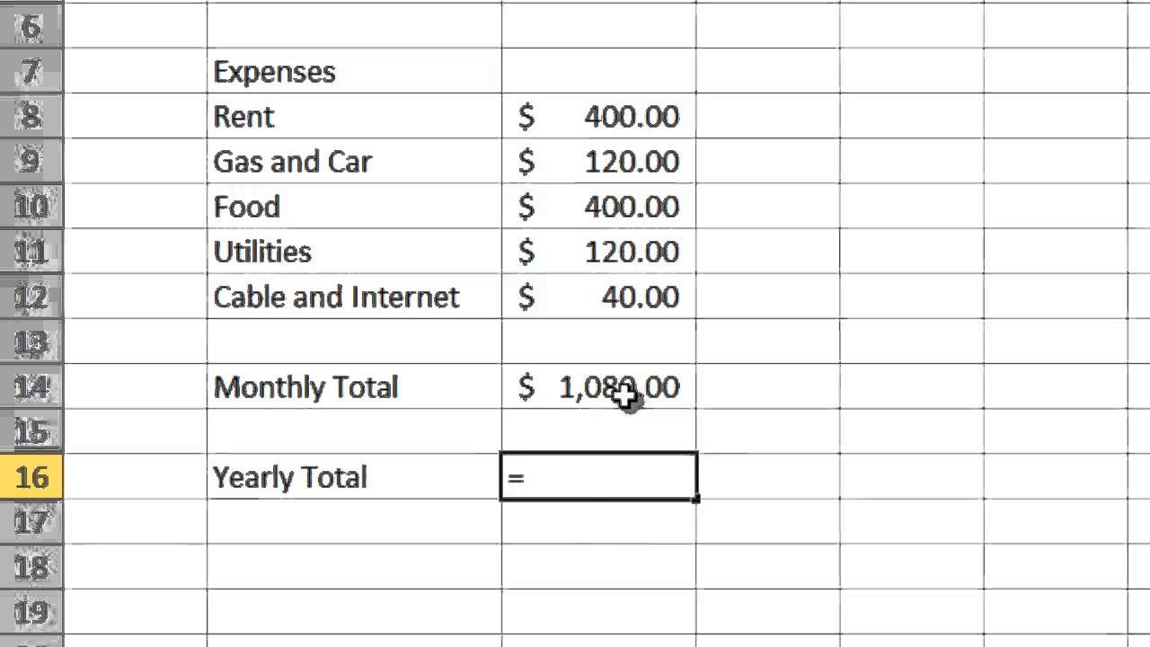 simple budget excel