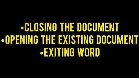 Closing, Exiting and Opening an existing document in MS Word - Class III