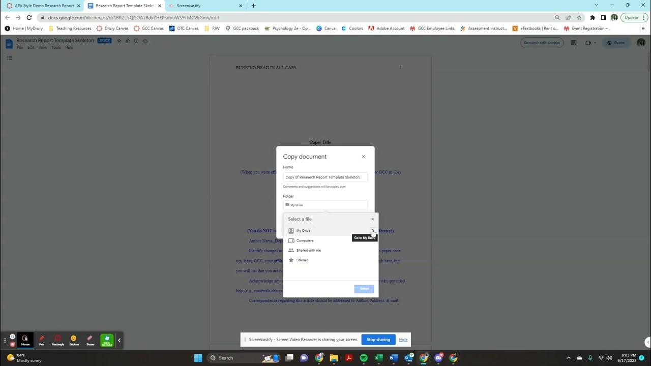 Making a copy of a read only google doc to edit youtube