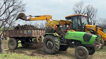 JCB 3dx Backhoe Loading Pond Murum in Deutz Tractor Video Part-01 || SRIKANTH SSLC