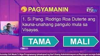 Araling Panlipunan 6  - Thursday Q4 Week 5 #ETUlayLevelUp