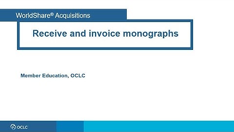 Receive and invoice monographs