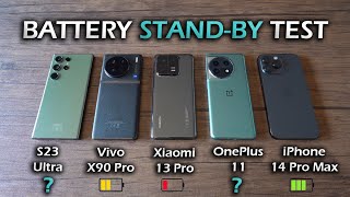 S23 Ultra vs Vivo X90 Pro vs Xiaomi 13 Pro vs OnePlus 11 vs iPhone 14 Pro Max | BATTERY STANDBY TEST