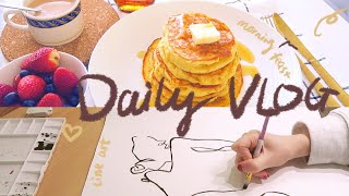 Daily Vlog A Relaxing Day In My Life Making Fluffy Pancakes, Line Art, Applying For Grad Schools