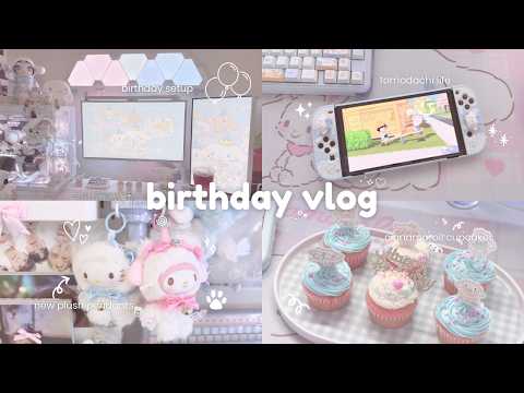 birthday vlog 🎂🎈🎉 cinnamoroll cupcakes, unboxing sonny angels, tomodachi life living the dream thumbnail