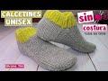 Como tejer Calcetines Pantuflas Botitas a Dos Agujas. Diseño UNISEX sin costura muy fácil