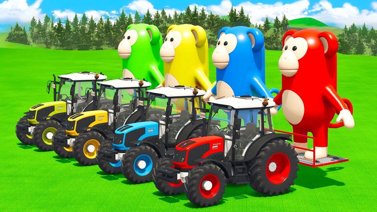 LOAD AND TRANSPORT GIANT COLORED MONKEY WITH ARMA TRAC TRACTORS