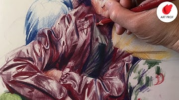 Colored Pencil Demo: Drawing Clothes and Wrinkles, Zig Zag Folds