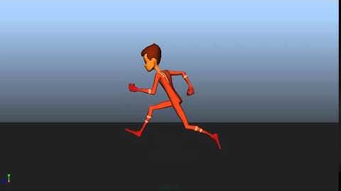 Maya animation walk, run & stop test - side shot
