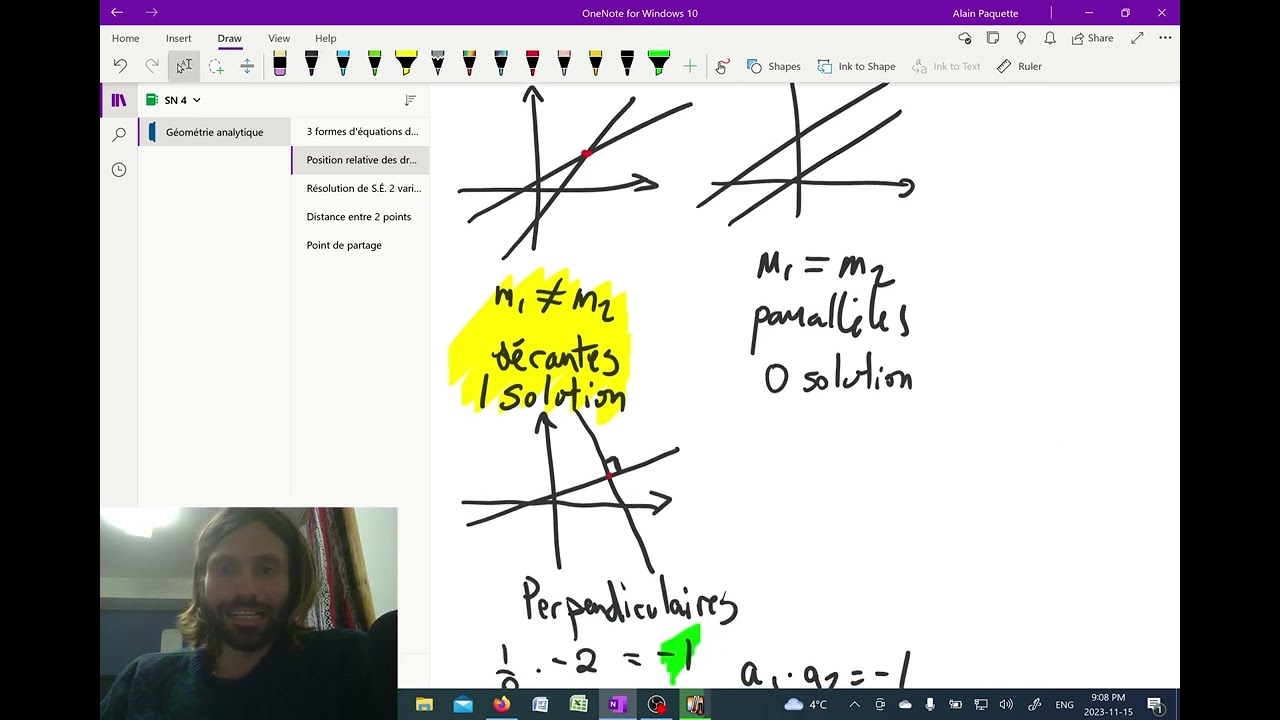 Position relative des droites - Secondaire 4 Québec