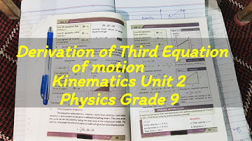 Derivation of Third Equation of motion Kinematics Unit 2 Physics Grade 9 Kpk textbook