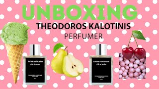 UNBOXING the NEW THEODOROS KALOTINIS PERFUMES : Pear  Gelato , Cherry  Powder and Crème Brûlée