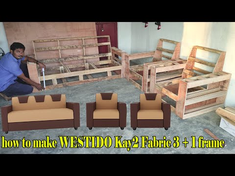 how to make WESTIDO Kay2 Fabric 3 + 1 frame//wooden sofa frame design//sofa set frame wooden