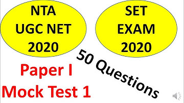 UGC-NTA NET And SET Exam 2020 Paper I Mock Test 1 .
