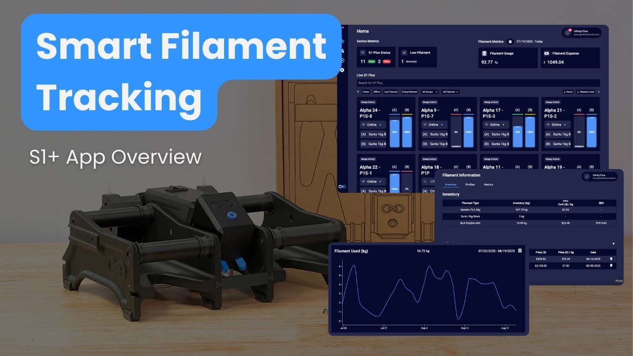 S1+ App Overview | Filament Usage Tracking for Print Farms - YouTube