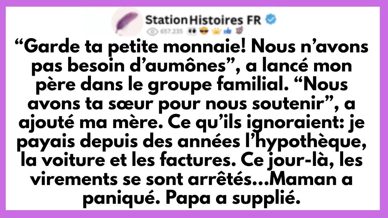 « Papa, garde ta petite monnaie, nous n'avons pas besoin d'âmonne. » Ce message est apparu dans le groupe familial un mardi après-midi, pendant que je faisais mes courses. Ma mère a ajouté : «...