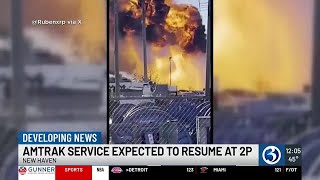 Amtrak service suspended between New Haven and NYC due to transformer explosion, brush fire