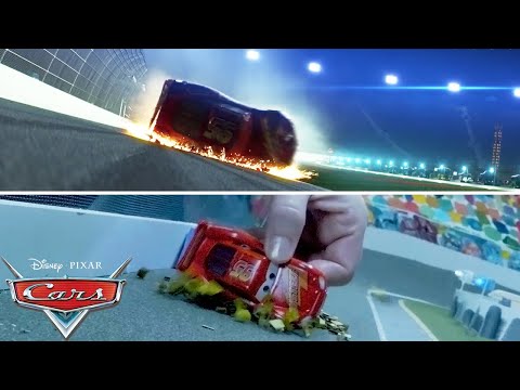 Lightning McQueen's Crash Scene | SIDE BY SIDE VIDEO | Pixar Cars