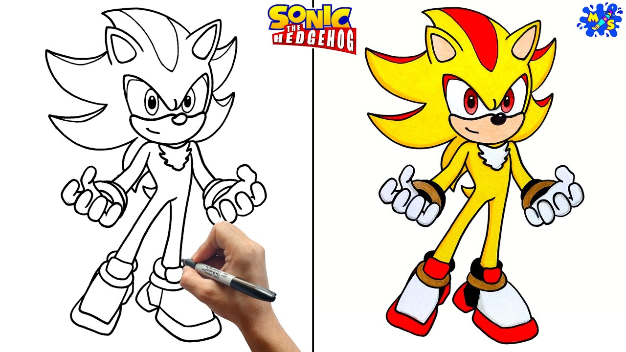 HOW TO DRAW SONIC SUPER SHADOW STEP BY STEP ⚡ 