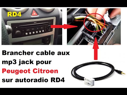 Connect cable to mp3 jack for Peugeot Citroen on RD4 car radio 