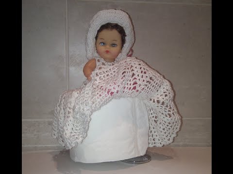 Crochet doll toilet paper cover