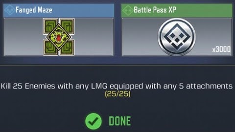 Call Of Duty Mobile Kill 25 Enemies with any LMG equipped with any 5 attachments Task Complete