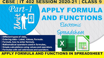 UNIT 4: ELECTRONIC SPREADSHEET | Apply formula and functions in spreadsheet | Class 9 IT 402|