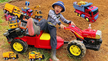 Em tu bi tổng hợp video máy xúc lội bùn đào kênh thoát nước giải cứu xe ô tô, xe cẩu múc cát, xe ben