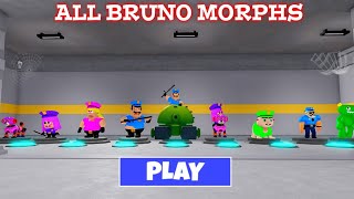 ALL MORPHS | BRUNO FAMILY PRISON RUN! Obby New Update - All Bosses Battle Walktrough GAMEPLAY