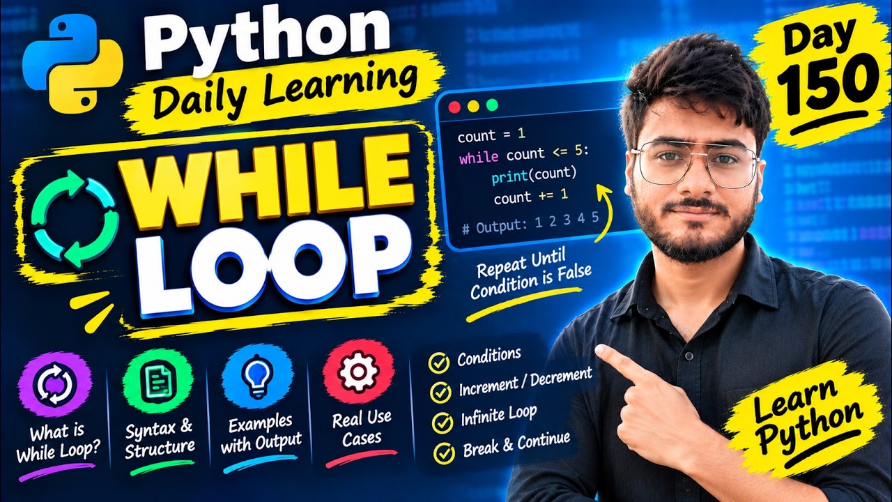 Day 150: While Loop in Python 🐍 | Python Tutorial for Beginners - YouTube