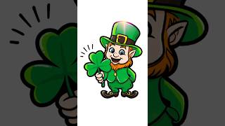 St Patrick s Day Digital Coloring Cute Leprechaun with a Shamrock for Kids