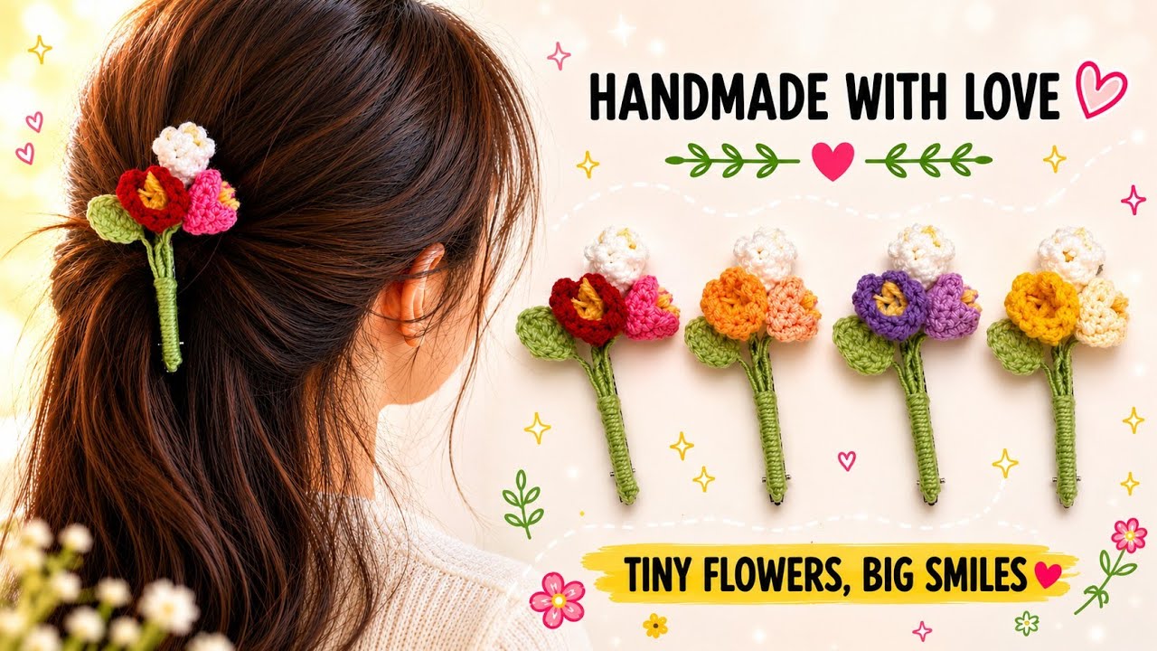 るーちゃん'sショップ♡　髪飾り４点おまとめ Crochet Hair Accessories 🌸 Lily of the Valley Crochet Hair Clip