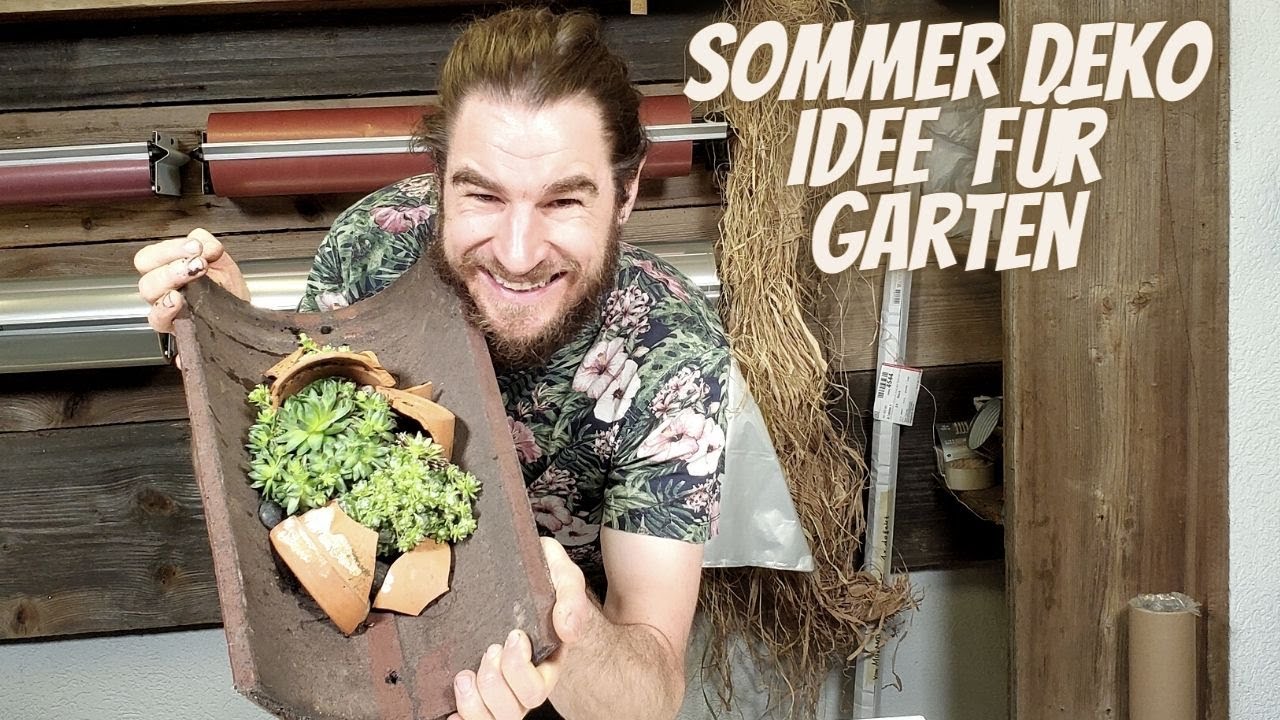 Sommer Deko Idee zum selber machen Dachziegel füllen -  Schnelle Deko Idee für den garten im Sommer